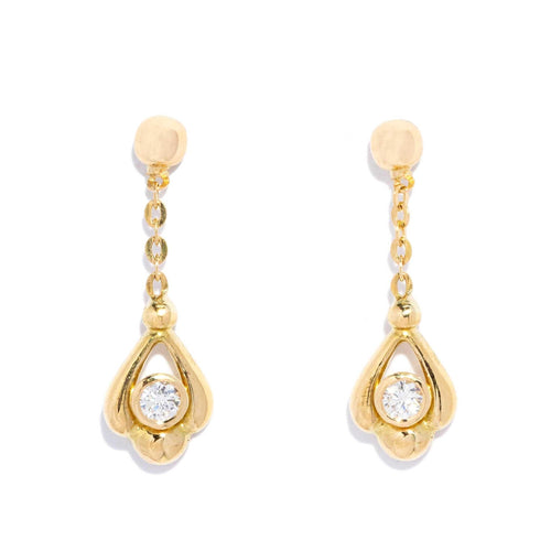 Amina Diamond Teardrop Cable Link Earrings 18K Yellow Gold