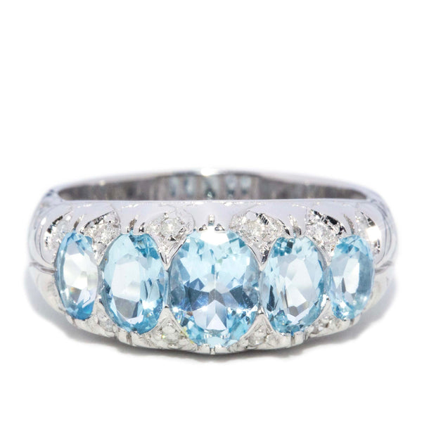 Amirah Aquamarine Diamond Ring 9ct White Gold Rings Imperial Jewellery 