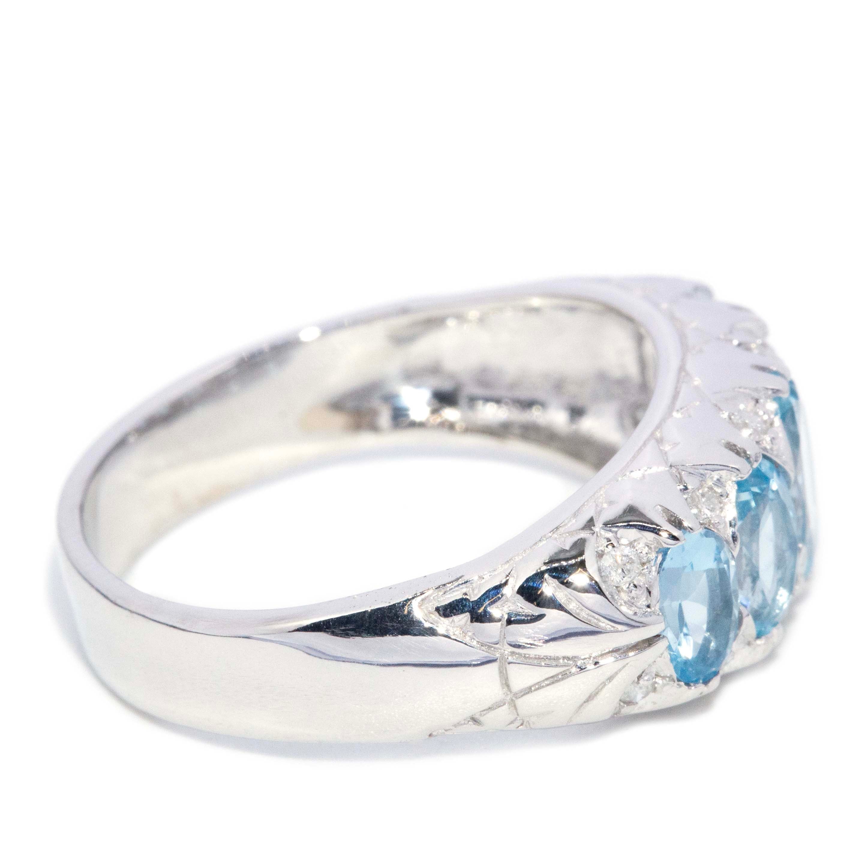 Amirah Aquamarine Diamond Ring 9ct White Gold Rings Imperial Jewellery 