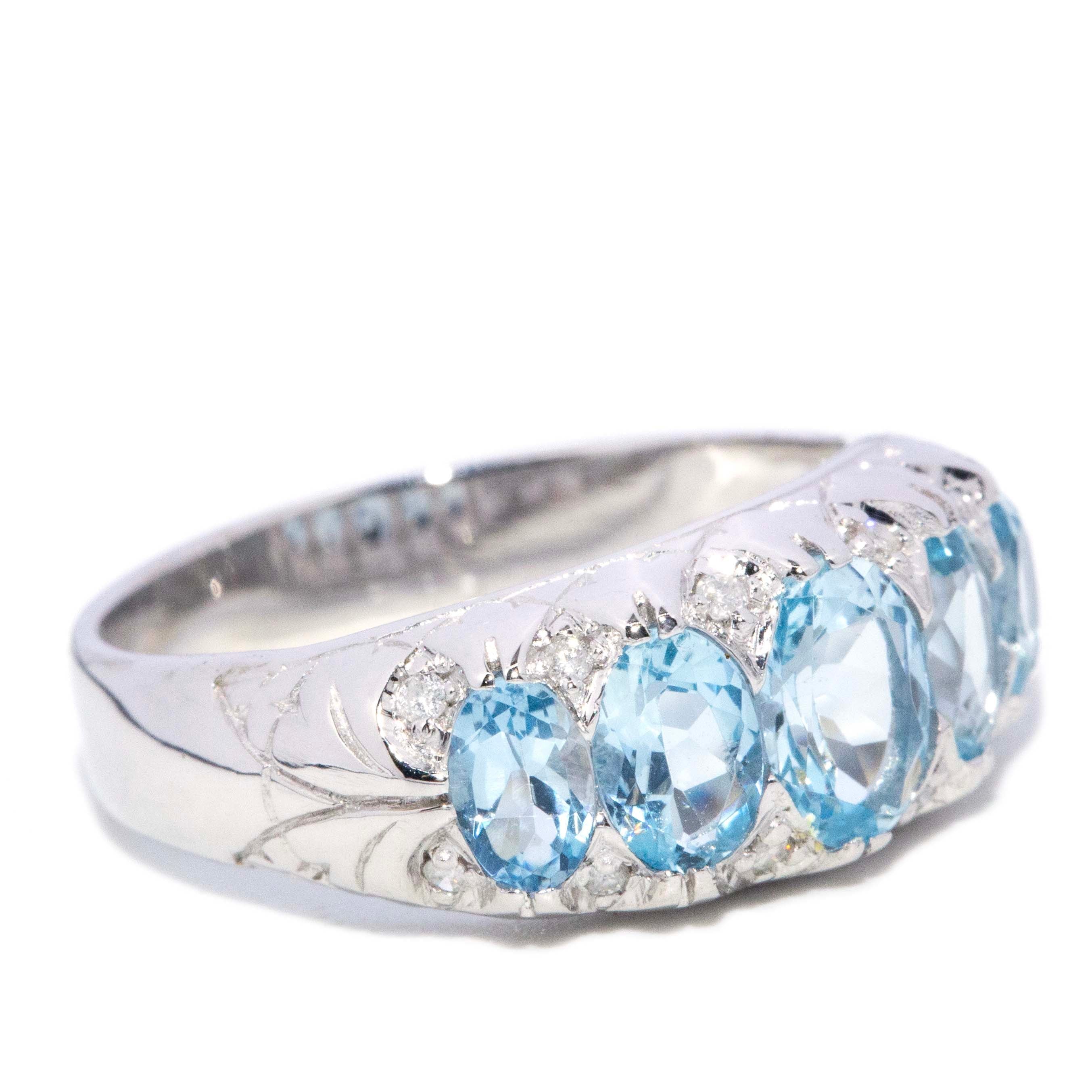 Amirah Aquamarine Diamond Ring 9ct White Gold Rings Imperial Jewellery 