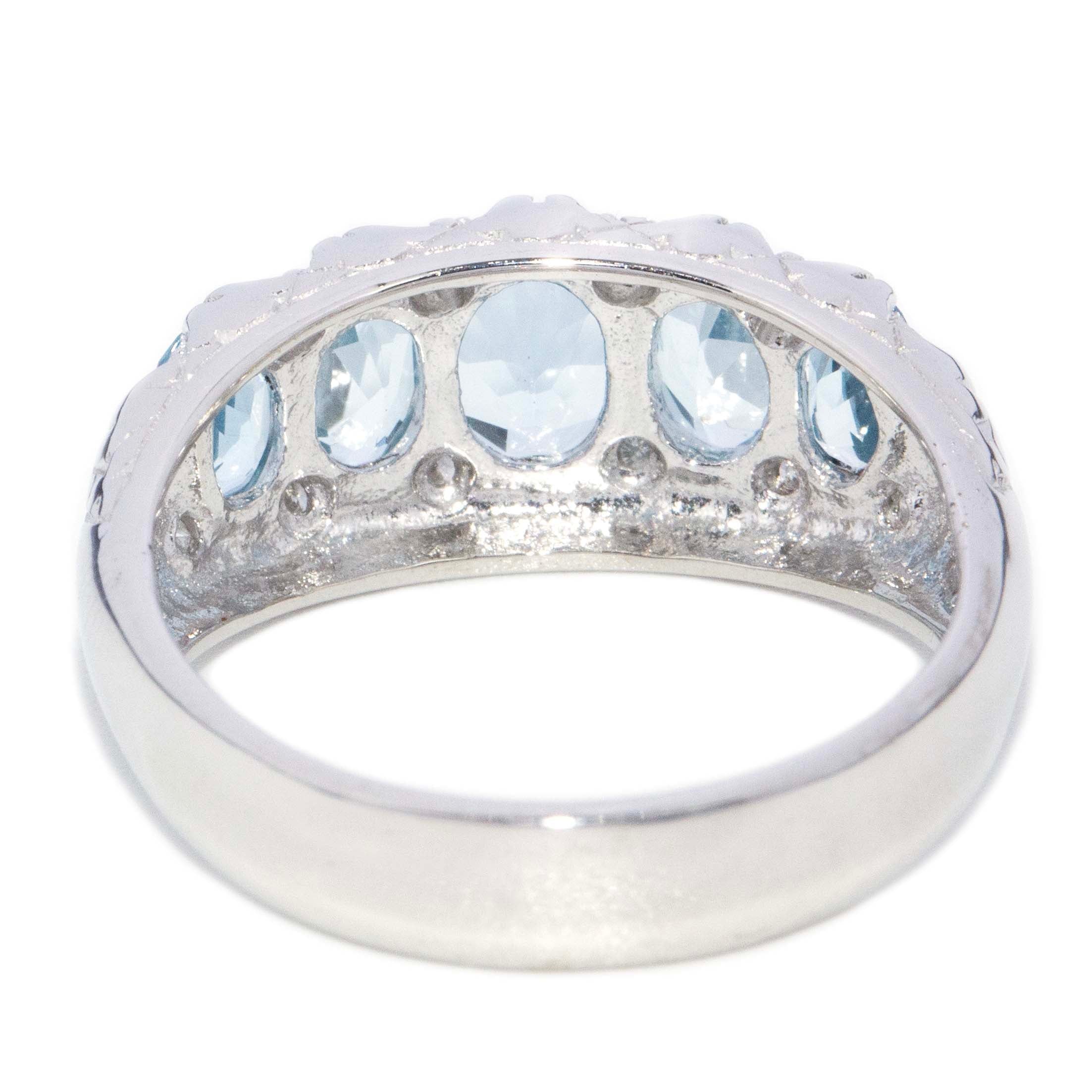 Amirah Aquamarine Diamond Ring 9ct White Gold Rings Imperial Jewellery 