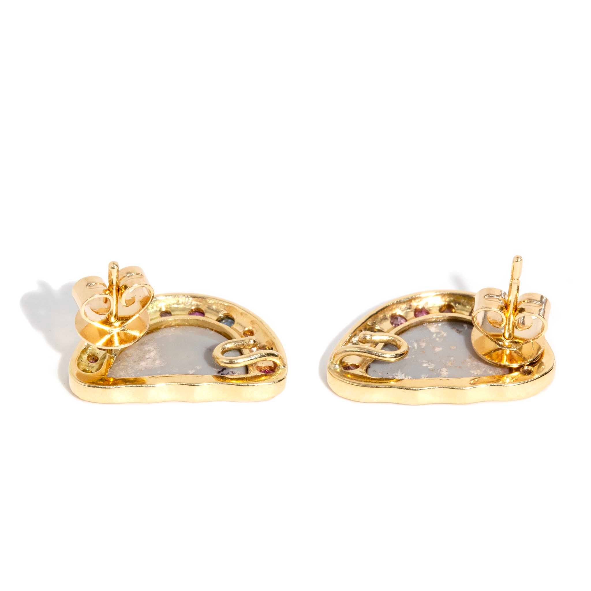 Amunet Opal Pearl Diamond & Sapphire Earrings 18ct Gold Earrings Imperial Jewellery 