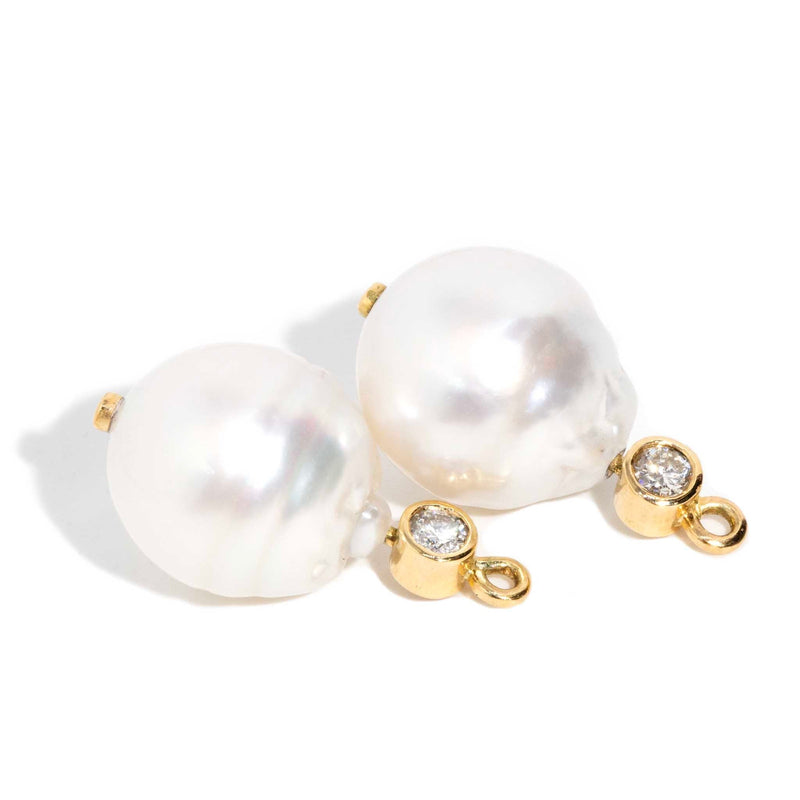 Amunet Opal Pearl Diamond & Sapphire Earrings 18ct Gold Earrings Imperial Jewellery 