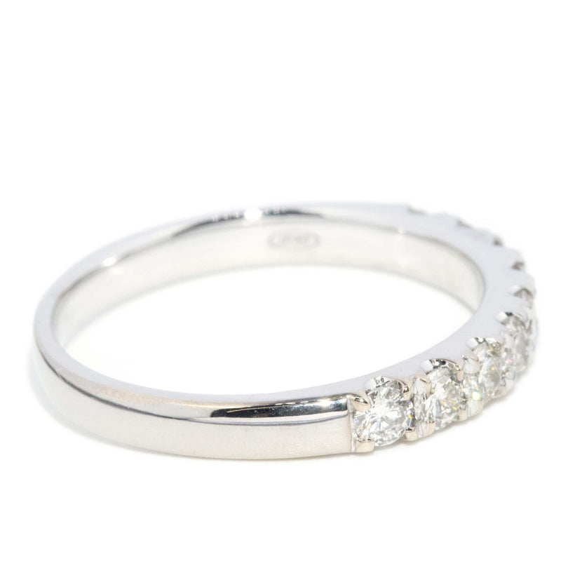 Vintage Circa 1990s Diamond Half Eternity Ring 18 Carat White Gold