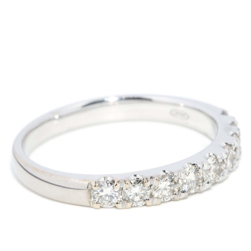 Vintage Circa 1990s Diamond Half Eternity Ring 18 Carat White Gold