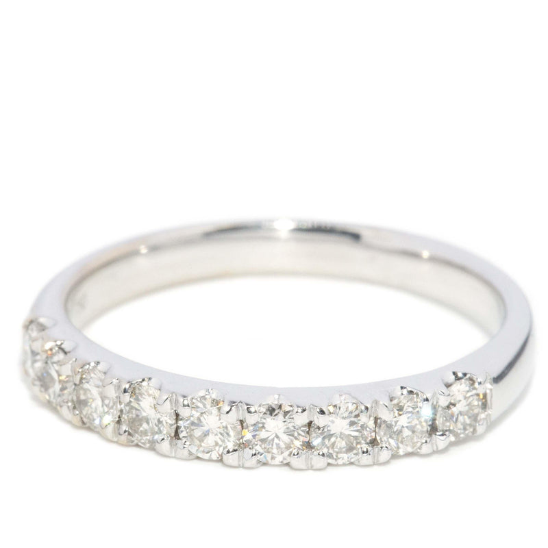 Vintage Circa 1990s Diamond Half Eternity Ring 18 Carat White Gold