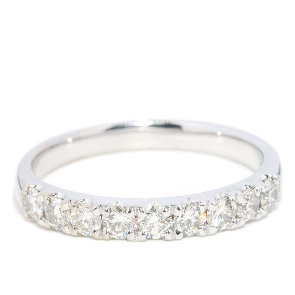 Vintage Circa 1990s Diamond Half Eternity Ring 18 Carat White Gold