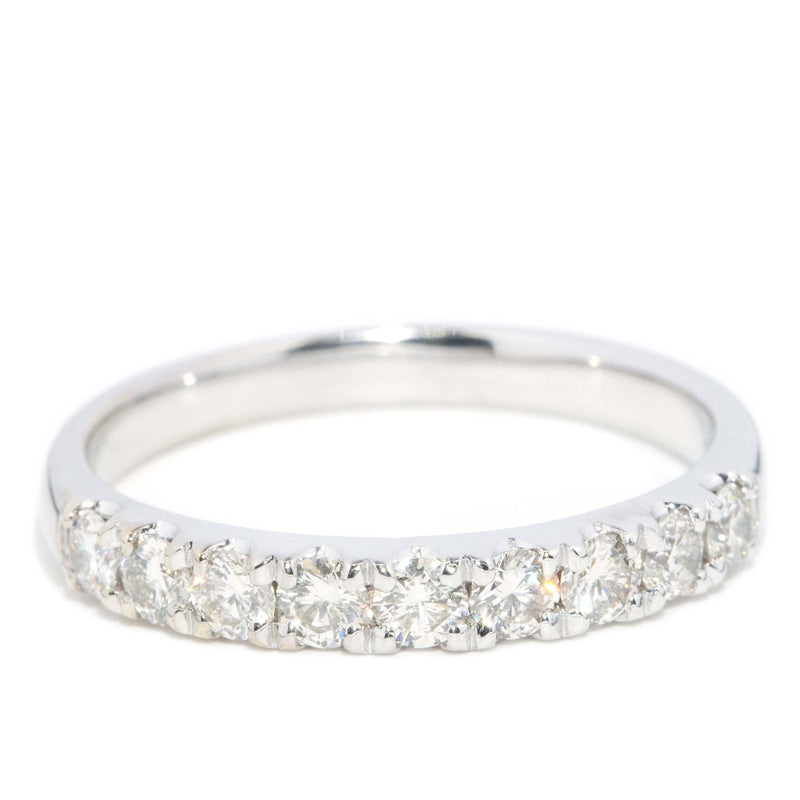 Vintage Circa 1990s Diamond Half Eternity Ring 18 Carat White Gold