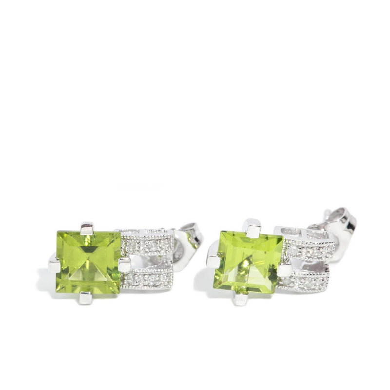 Anais Peridot & Diamond Earrings 14ct White Gold