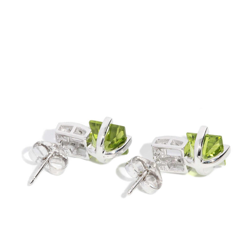 Anais Peridot & Diamond Earrings 14ct White Gold