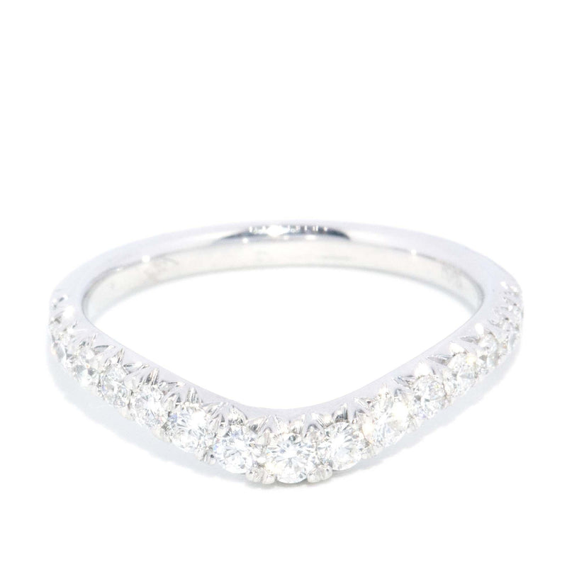 Contemporary Diamond Chevron Style Band 18 Carat White Gold