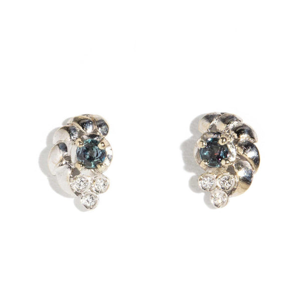 Aneeza 1980s Alexandrite & Diamond Studs 18ct White Gold