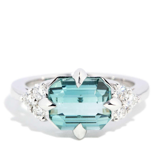 Angelita Seafoam Tourmaline & Diamond Ring 18K White Gold