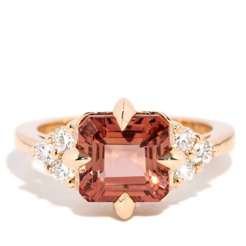 Angelita Peach Tourmaline & Diamond Ring 18K Yellow Gold
