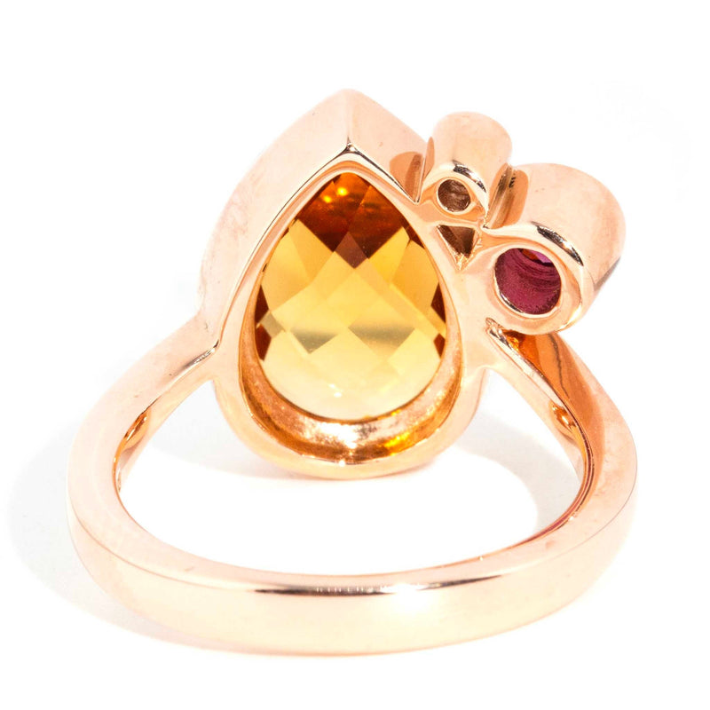 Angie Citrine Garnet & Diamond Ring 9ct Rose Gold Rings Imperial Jewellery 