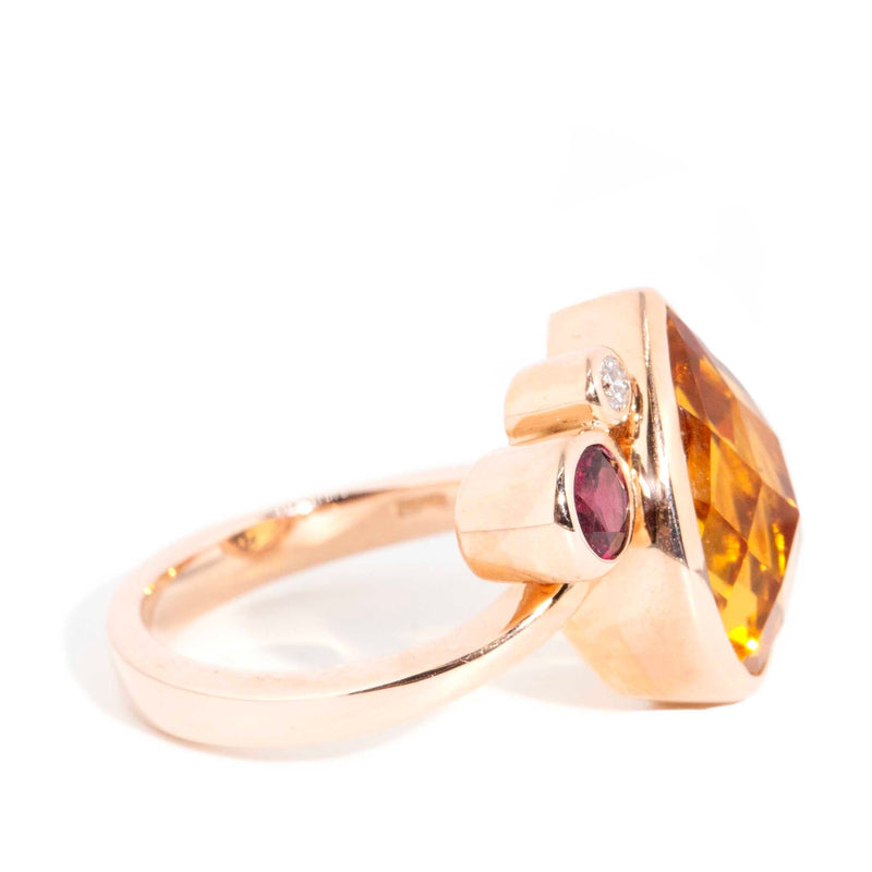 Angie Citrine Garnet & Diamond Ring 9ct Rose Gold Rings Imperial Jewellery 