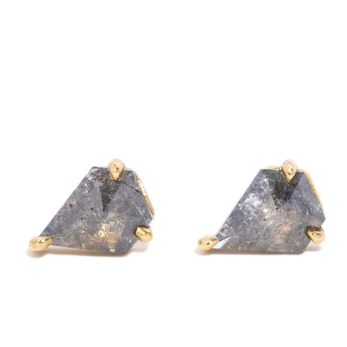 Anike Rose Cut Salt & Pepper Diamond Studs 9K Yellow Gold