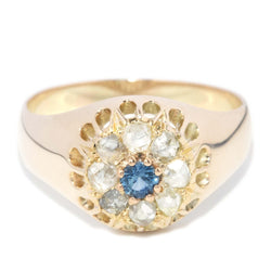Antique Victorian Sapphire & Diamond Gypsy Ring 14 Carat Gold