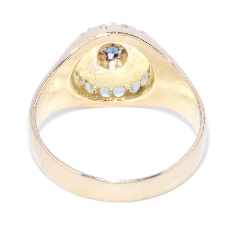 Antique Victorian Sapphire & Diamond Gypsy Ring 14 Carat Gold