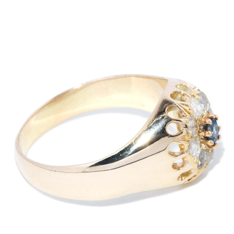 Antique Victorian Sapphire & Diamond Gypsy Ring 14 Carat Gold