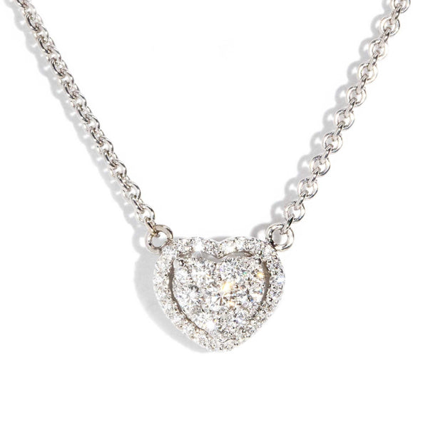 Anita Diamond Heart Pendant & Chain 18ct White Gold