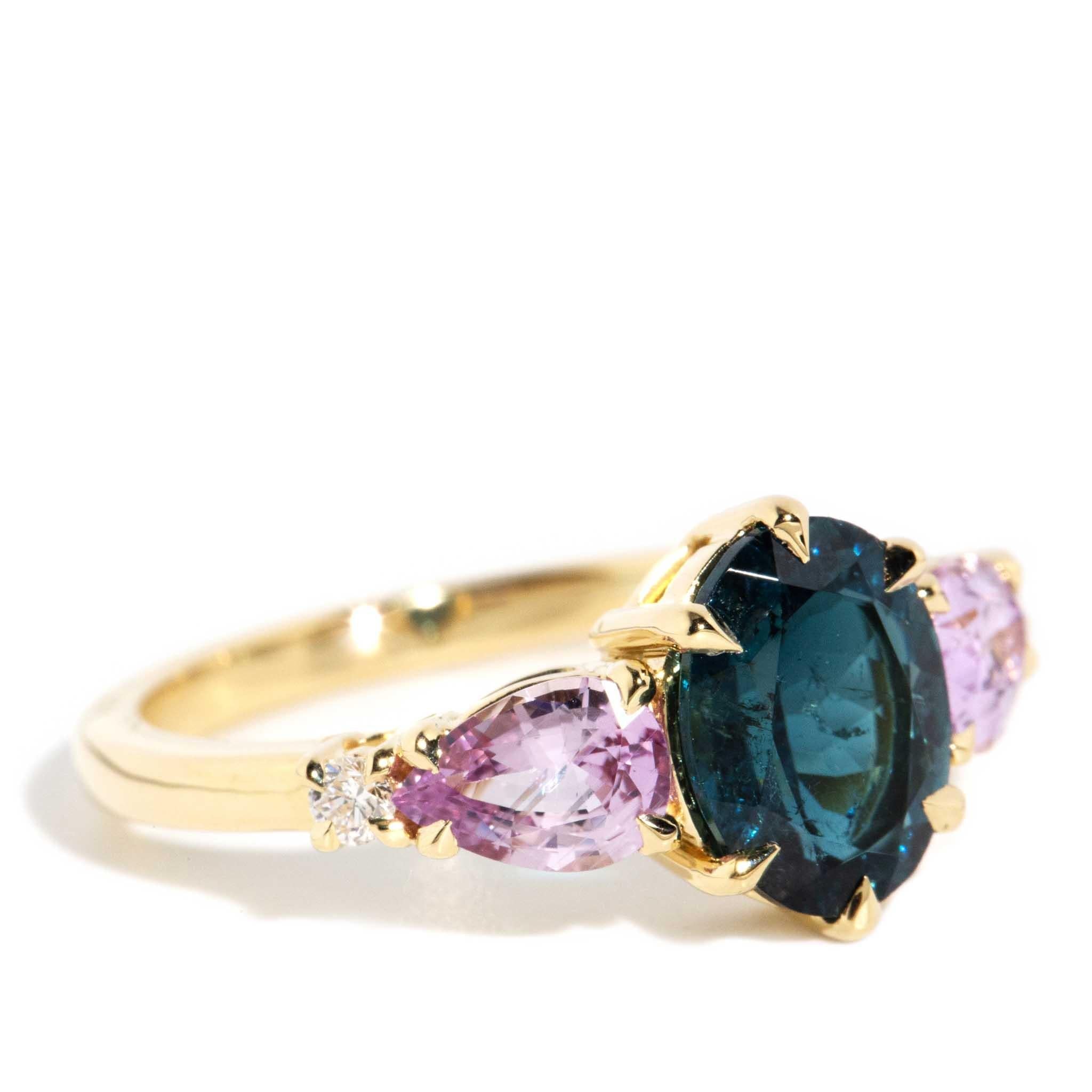 Annalise Tourmaline Sapphire Diamond Ring 18ct Gold