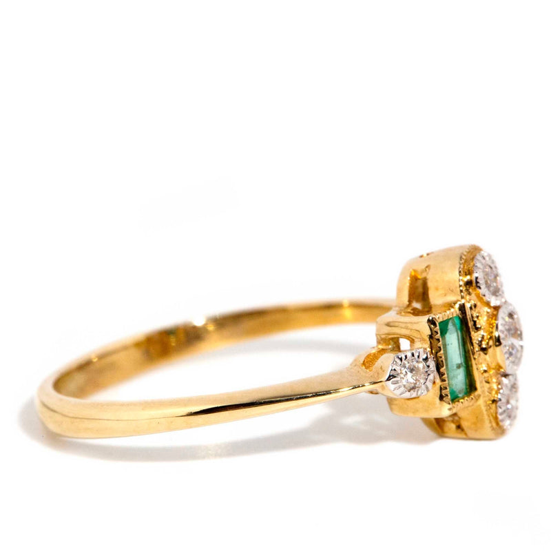 Anne Diamond & Emerald Cluster Ring 9 Carat Gold* DRAFT Rings Imperial Jewellery 