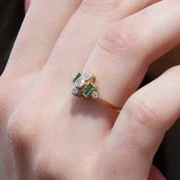 Anne Diamond & Emerald Cluster Ring 9 Carat Gold* DRAFT Rings Imperial Jewellery 