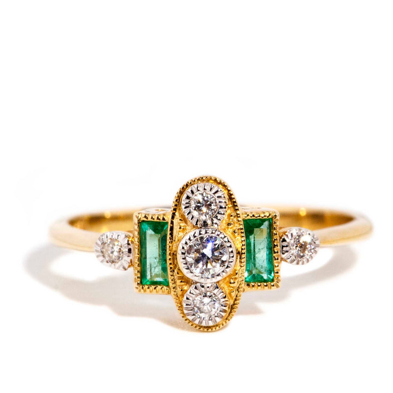 Anne Diamond & Emerald Cluster Ring 9 Carat Gold* DRAFT Rings Imperial Jewellery Imperial Jewellery - Hamilton 