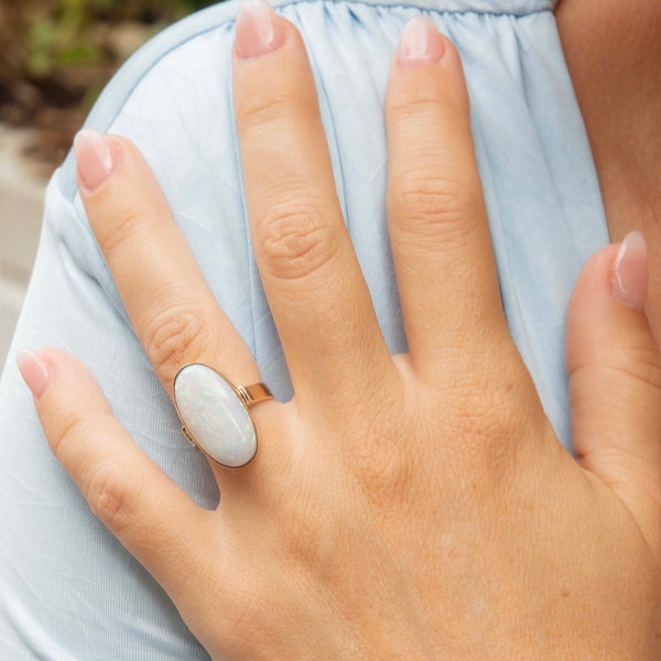 Annette Oval Opal Cabochon Ring 9ct Gold Rings Imperial Jewellery 