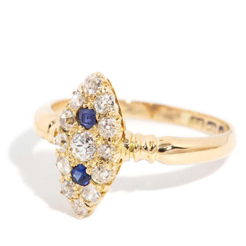 Georgia 1911 Antique Sapphire & Old Cut Diamond Ring 18ct Gold