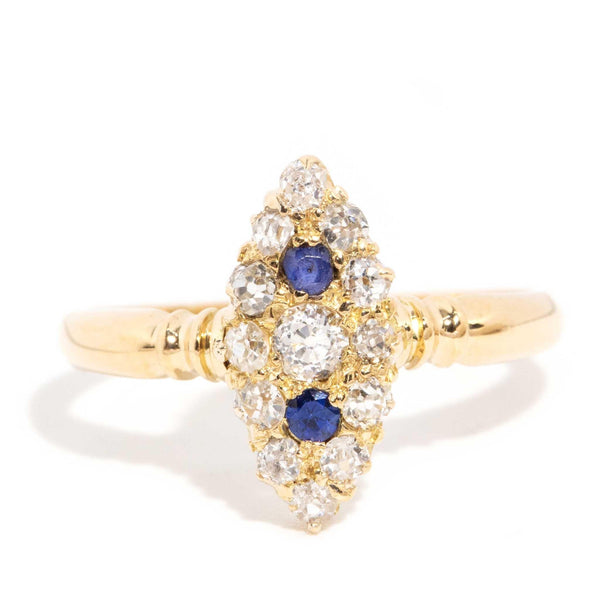 Georgia 1911 Antique Sapphire & Old Cut Diamond Ring 18ct Gold