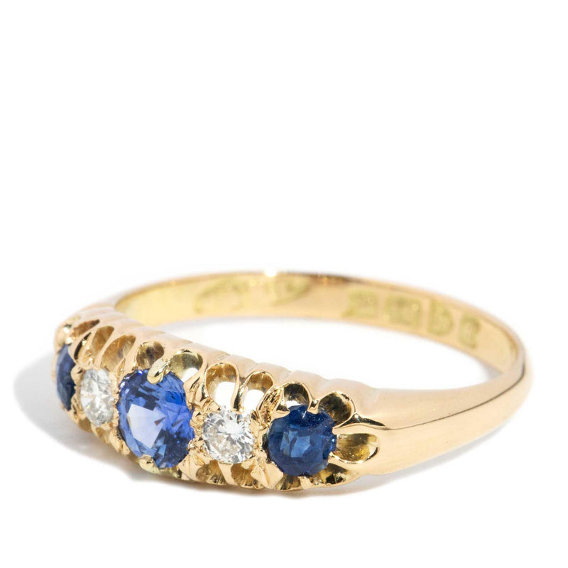 Antonia 1910 Sapphire & Diamond London Bridge Ring 18ct Gold