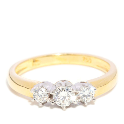 Areta Diamond Trilogy Ring 18K Two Tone Gold TDW 0.38ct