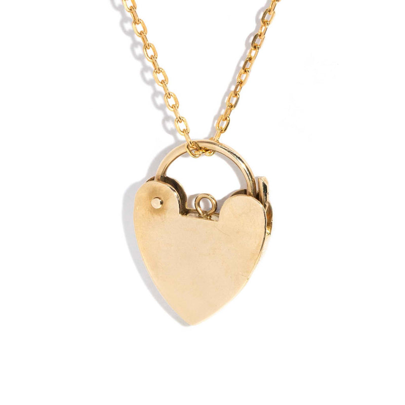 Ariana 1970s Heart Padlock & Chain 9ct Gold Pendants/Necklaces Imperial Jewellery 