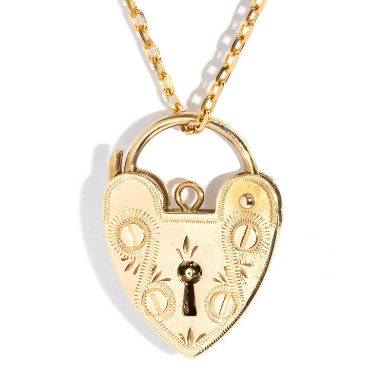 Ariana 1970s Heart Padlock & Chain 9ct Gold Pendants/Necklaces Imperial Jewellery Imperial Jewellery - Hamilton 