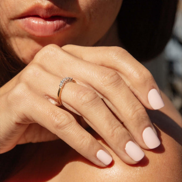 Vintage Circa 1990s Diamond Curved Eternity Stacking Ring 18 Carat Gold