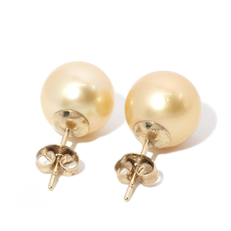 Contemporary Golden South Sea Pearl Studs 9 Carat Yellow Gold