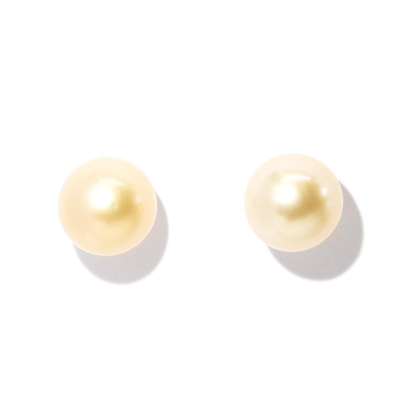 Contemporary Golden South Sea Pearl Studs 9 Carat Yellow Gold