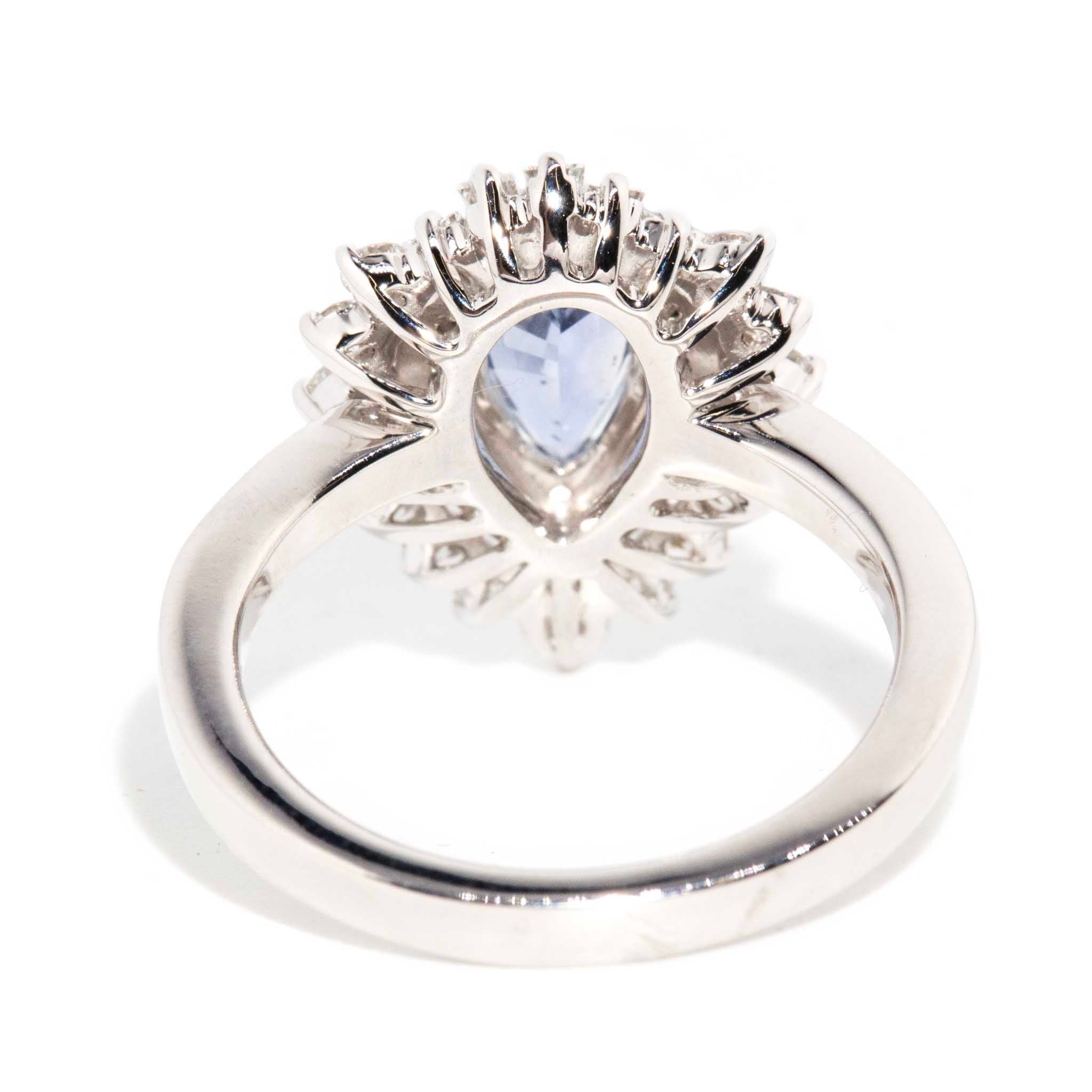Asherah Pear Sapphire Double Halo RIng 18ct White Gold* DRAFT Rings Imperial Jewellery 