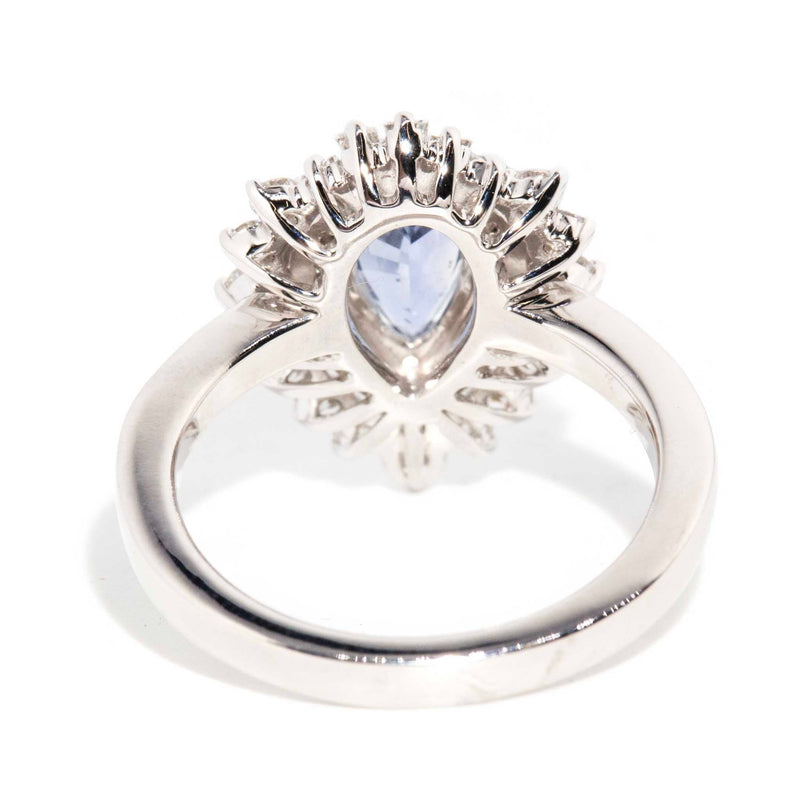 Asherah Pear Sapphire Double Halo RIng 18ct White Gold* DRAFT Rings Imperial Jewellery 
