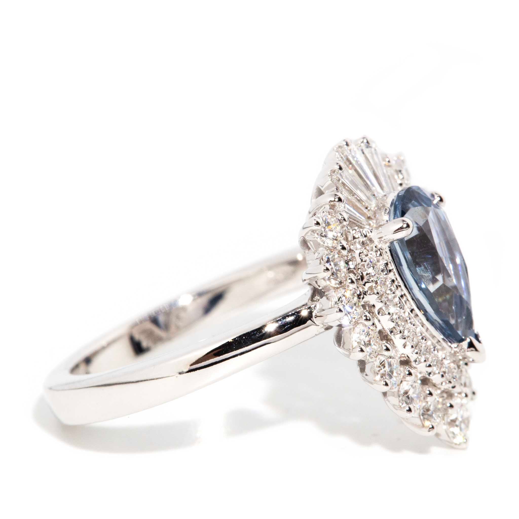 Asherah Pear Sapphire Double Halo RIng 18ct White Gold* DRAFT Rings Imperial Jewellery 