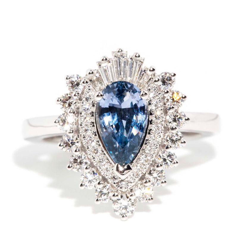 Asherah Pear Sapphire Double Halo RIng 18ct White Gold* DRAFT Rings Imperial Jewellery Imperial Jewellery - Hamilton 
