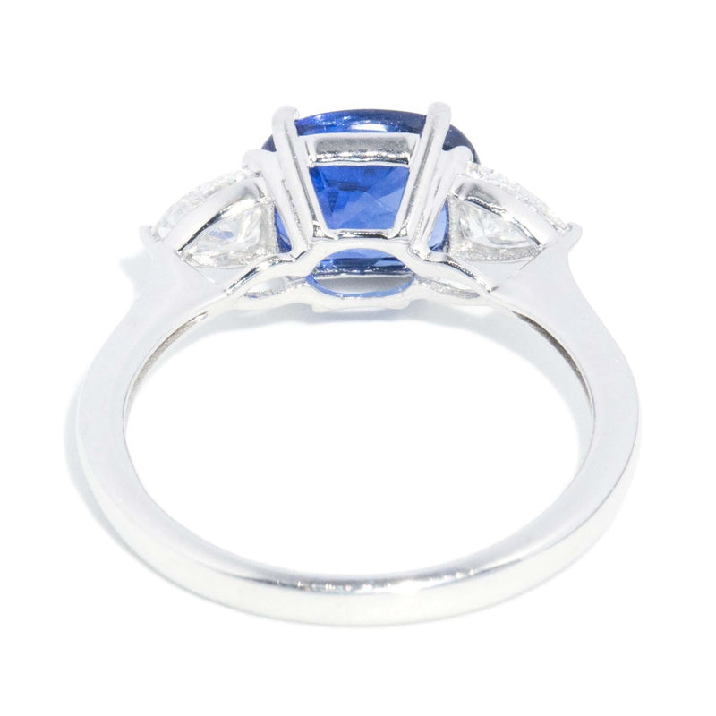Contemporary Sapphire & Diamond Trilogy Ring 18 Carat White Gold