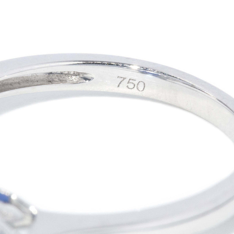 Contemporary Sapphire & Diamond Trilogy Ring 18 Carat White Gold
