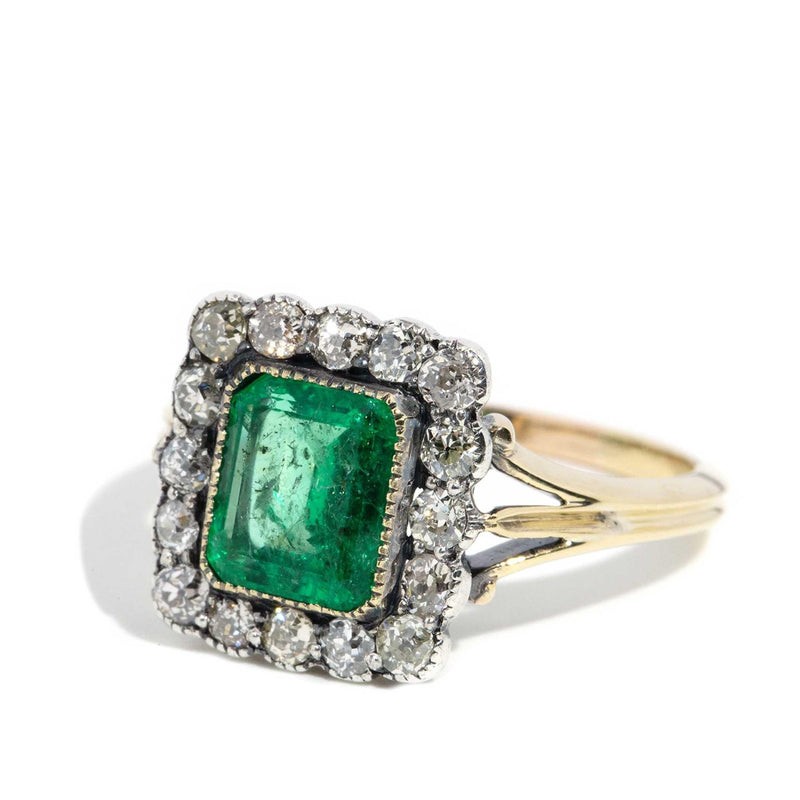 Asta Georgian Emerald & Diamond Ring 18ct Gold