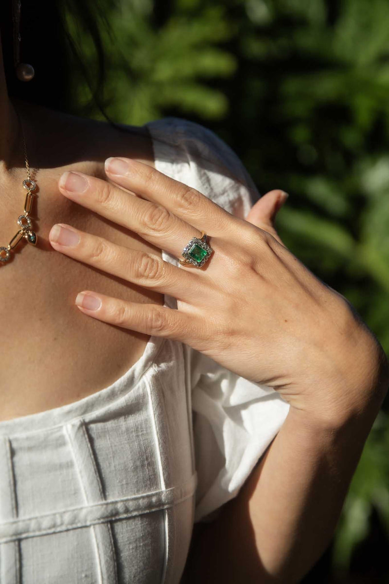 Asta Georgian Emerald & Diamond Ring 18ct Gold