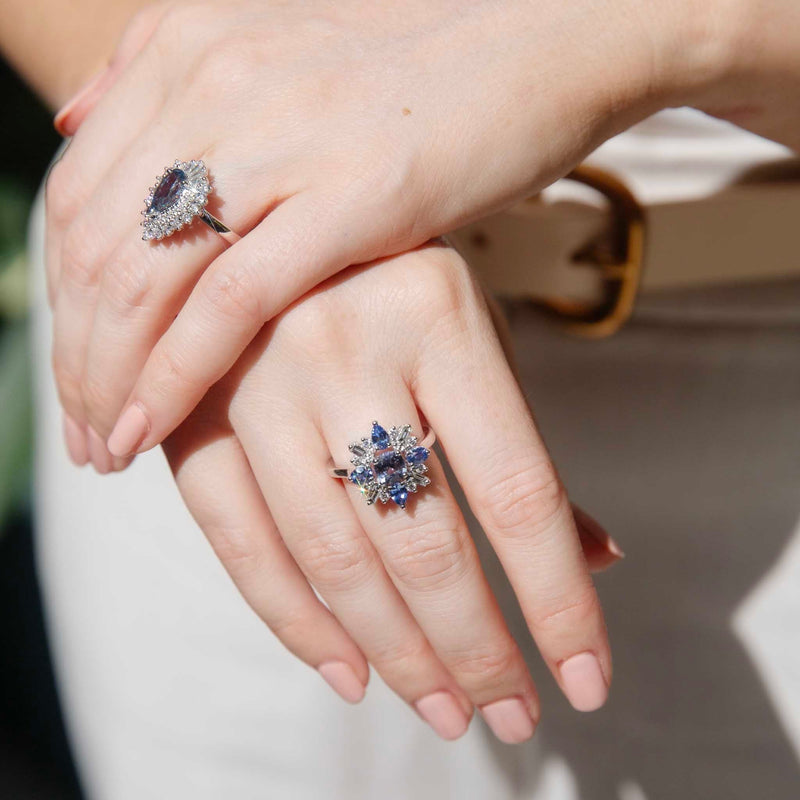Astari Sapphire & Diamond Starburst Ring 18ct White Gold* DRAFT & META Rings Imperial Jewellery 