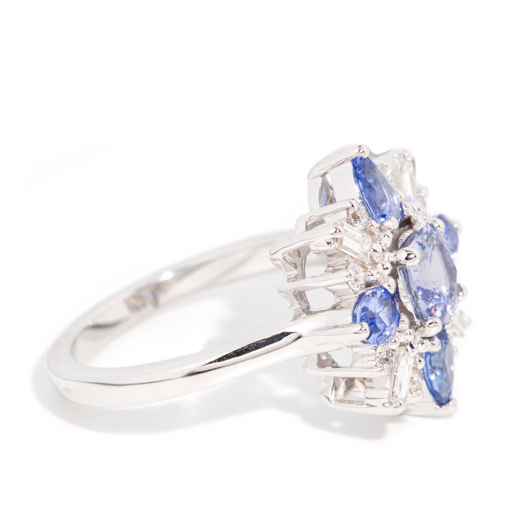 Astari Sapphire & Diamond Starburst Ring 18ct White Gold* DRAFT & META Rings Imperial Jewellery 