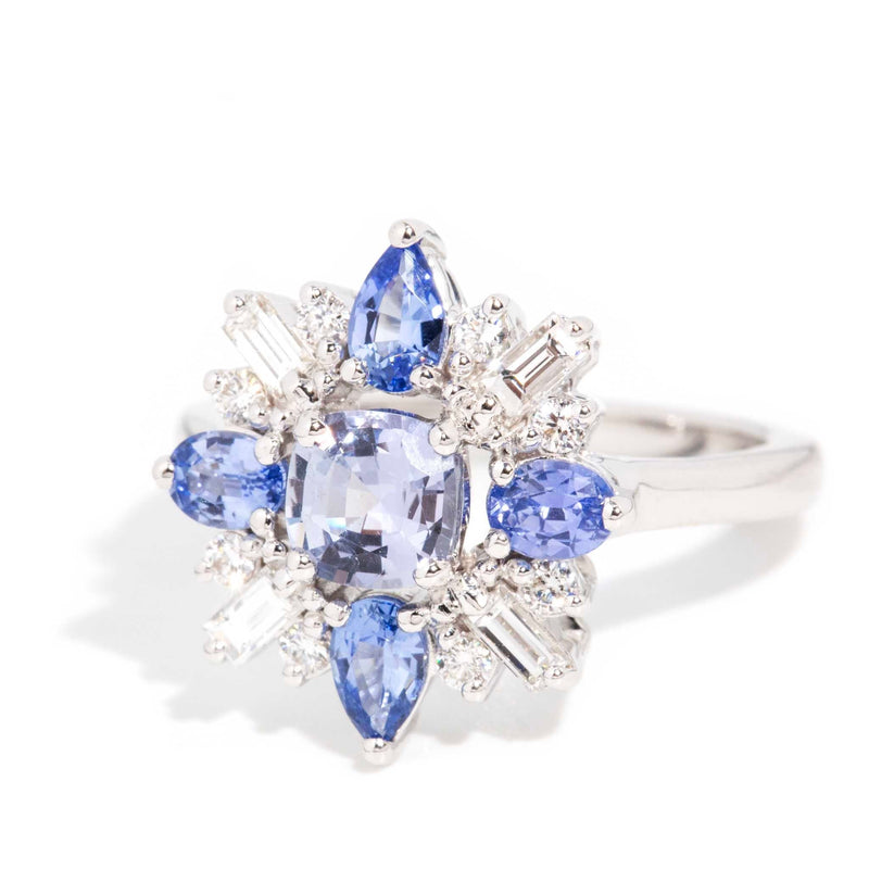Astari Sapphire & Diamond Starburst Ring 18ct White Gold* DRAFT & META Rings Imperial Jewellery 